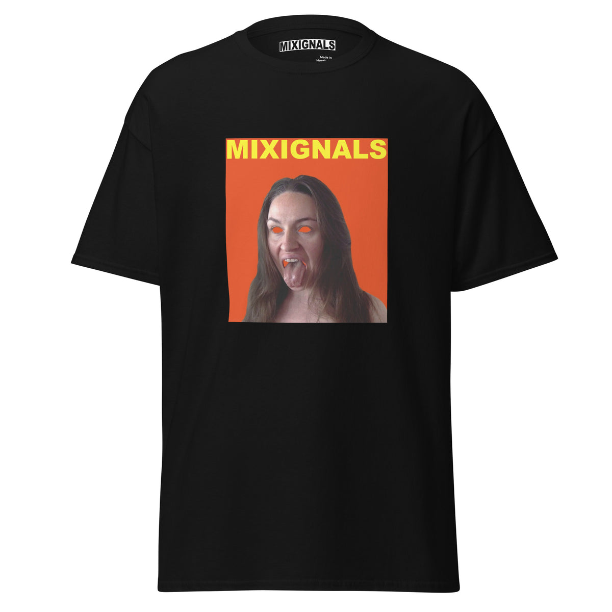 MIXIGNALS SIMHASANA tee in black, lion-pose performance still by Alex Beriault
