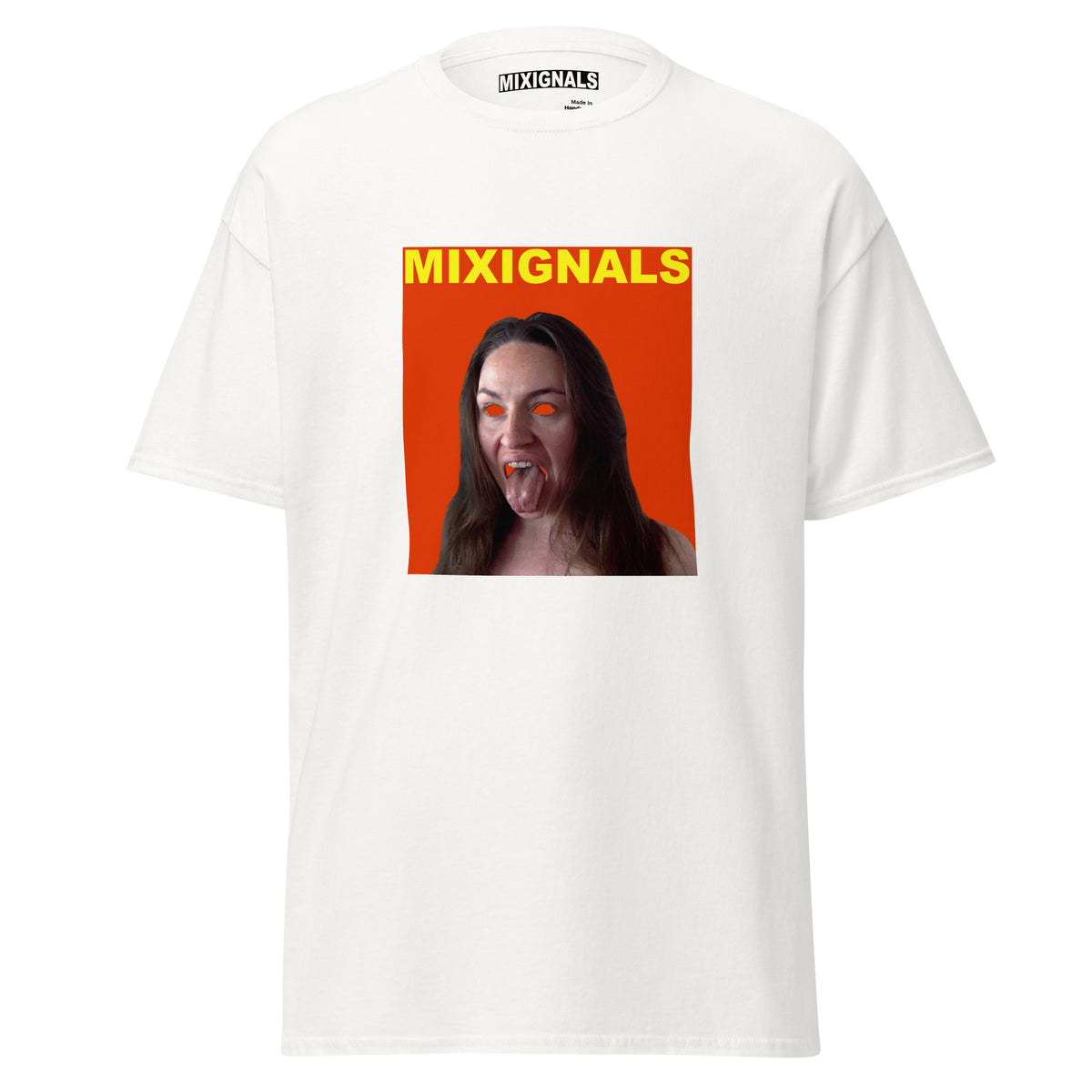 MIXIGNALS Simhasana tee, lion-pose performance still by Alex Beriault