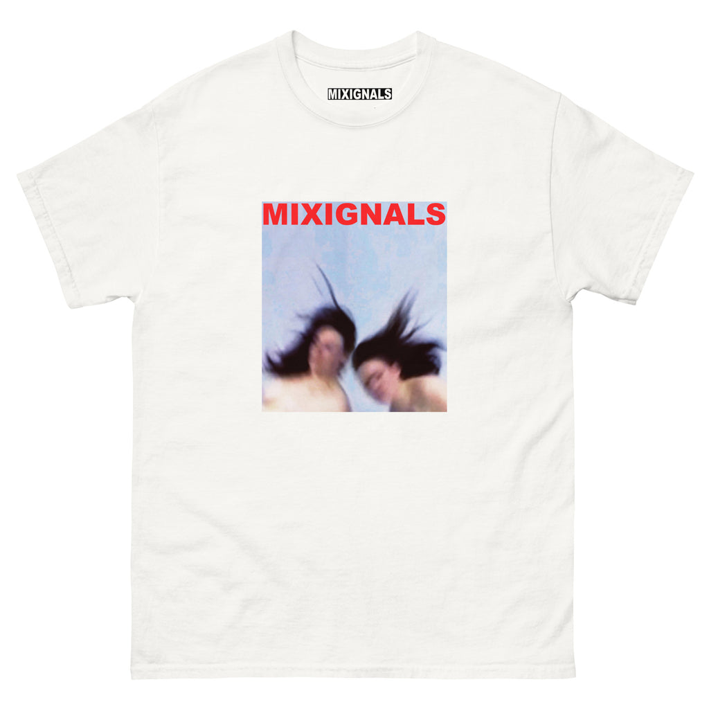 Experimental photographic artwork, artistic motion-blur graphic printed on MIXIGNALS unisex cotton t-shirt.