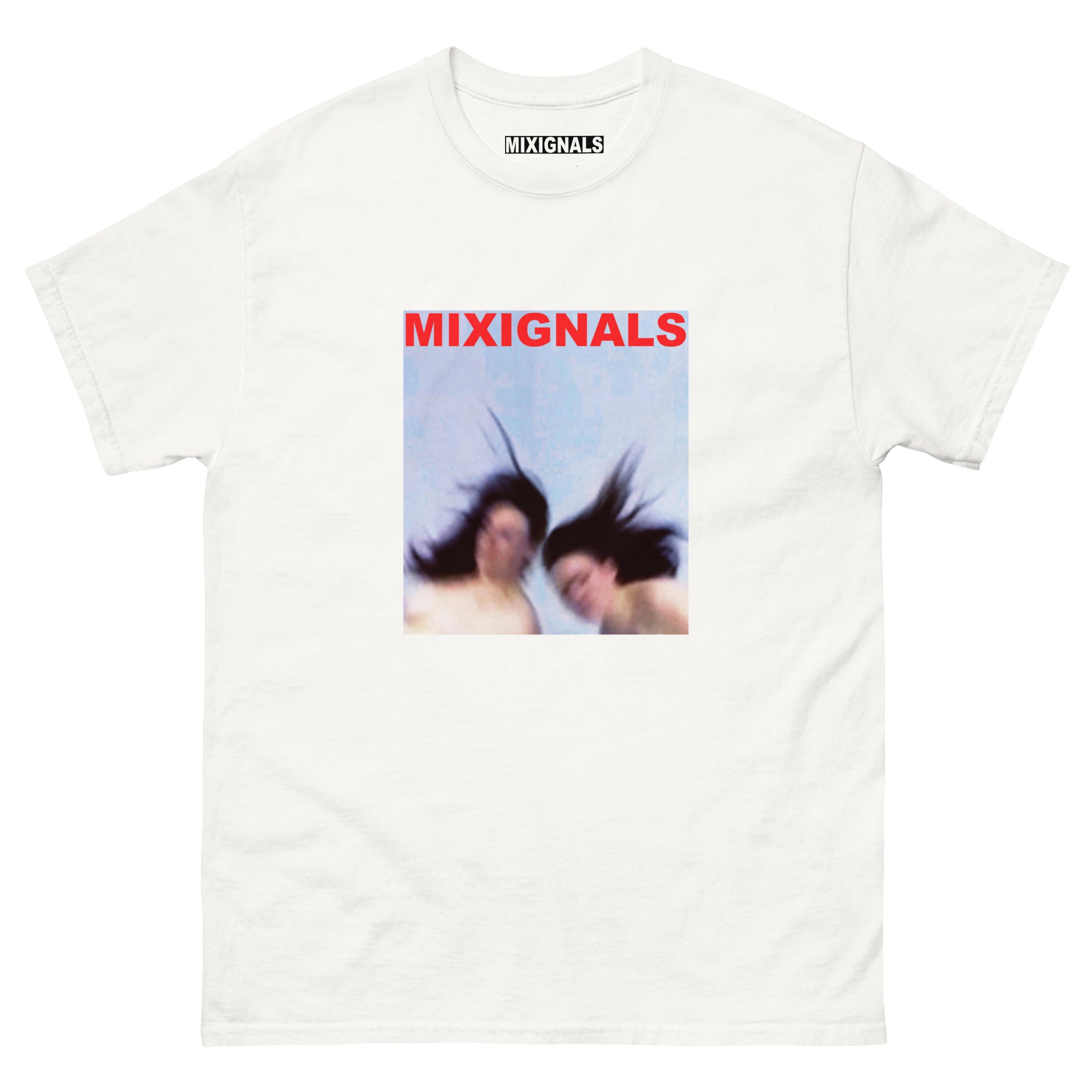 Experimental photographic artwork, artistic motion-blur graphic printed on MIXIGNALS unisex cotton t-shirt.